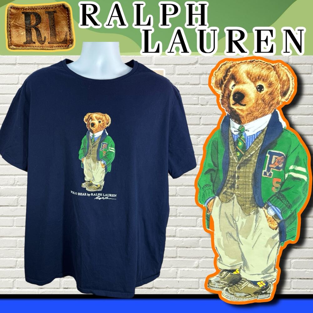Polo Ralph Lauren Blue 2XL Shirt Preppy Bear Graphic